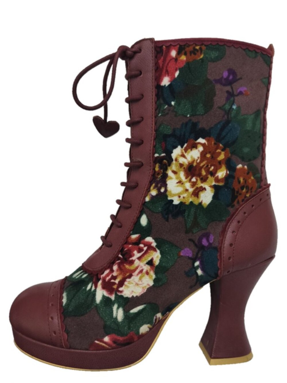 IRREGULAR CHOICE Blooming Lovely Floral Victorian Style Lace Up Boots Sz 40 / 9
